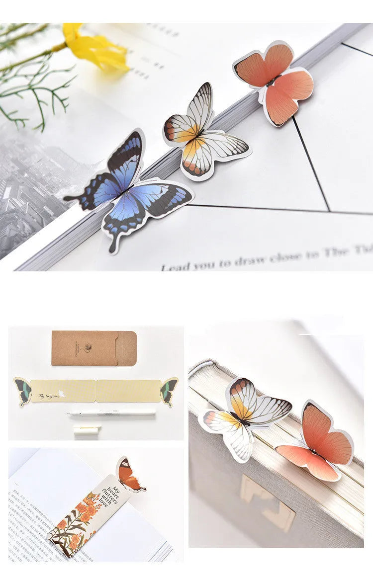 Flat butterfly paper bookmark from Japan and South Korea, 13.5cm long, for gifting.