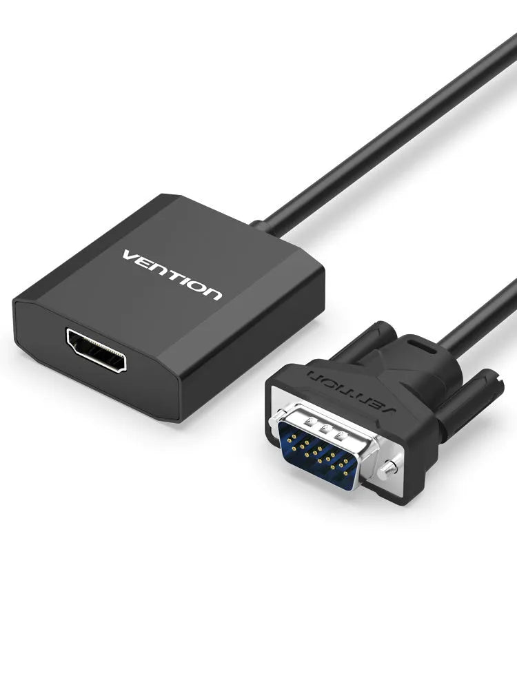 Silver Wei Xun HDMI to VGA adapter cable with audio support, pure copper core, 25cm length