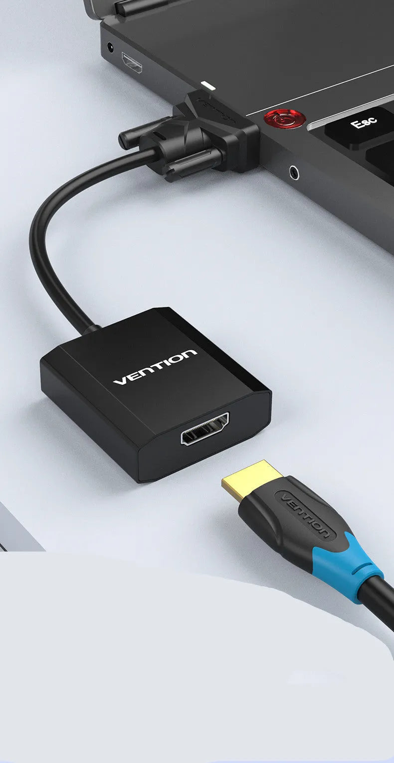 Silver Wei Xun HDMI to VGA adapter cable with audio support, pure copper core, 25cm length