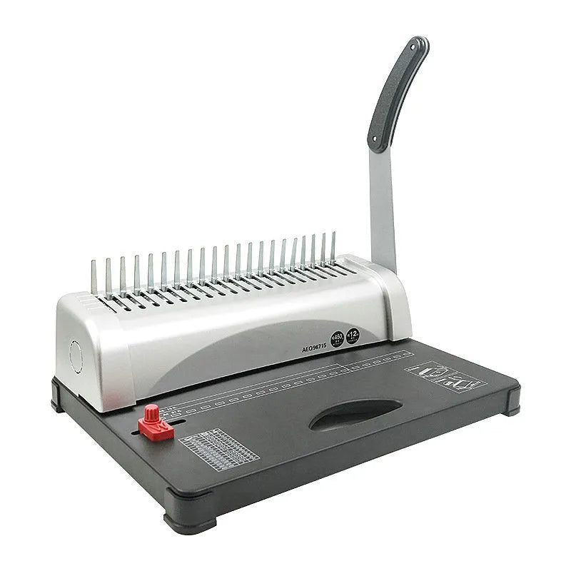 White manual A4 comb binding machine with 21-hole punching capacity