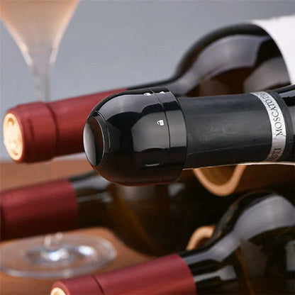 Premium silicone vacuum wine and champagne bottle stoppers with ergonomic design and rotating lock mechanism