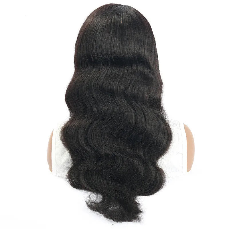 Human hair body wave lace wig in 1B natural colour, 8-26 inch length, 150% density full hand hook