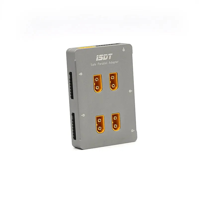 Grey aluminium parallel charging board for Astor model aircraft batteries with bullet connectors