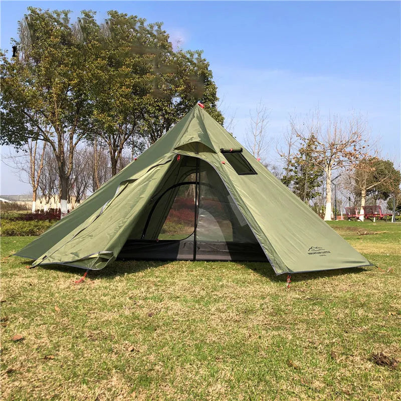 Grey super light single-layer pyramid camping tent 220x85x140cm 650g Oxford cloth for 3-4 people