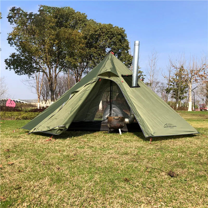 Grey super light single-layer pyramid camping tent 220x85x140cm 650g Oxford cloth for 3-4 people