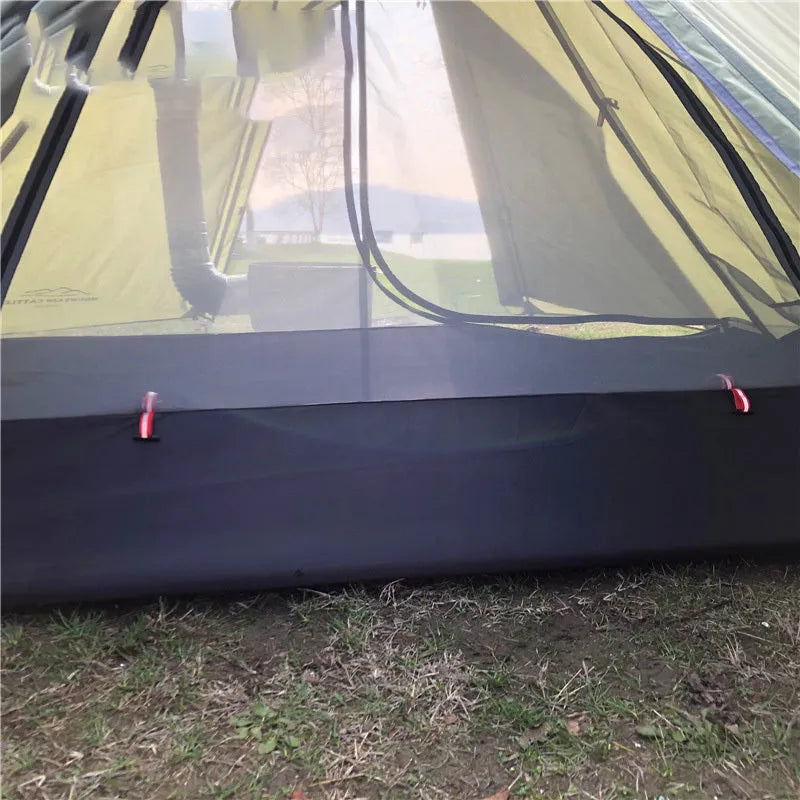 Grey super light single-layer pyramid camping tent 220x85x140cm 650g Oxford cloth for 3-4 people