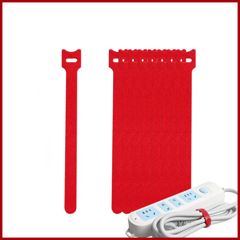 Self-adhesive cable tie organizer for data cables, black colour, flat design, reusable