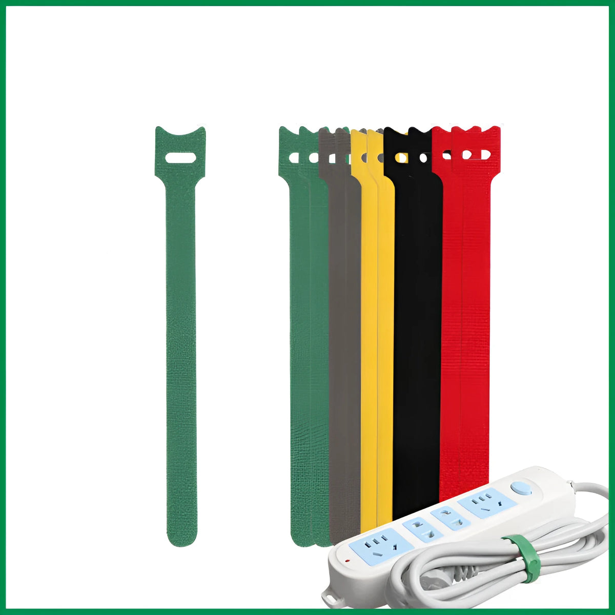 Self-adhesive cable tie organizer for data cables, black colour, flat design, reusable