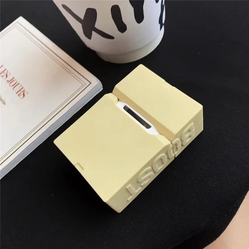 Silicone protective sleeve for Apple AirPods with attached carabiner clip in solid colour