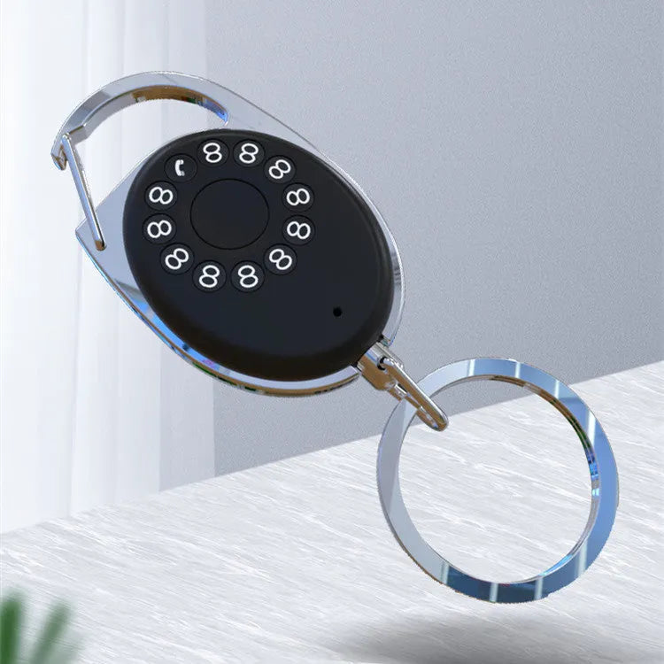 Black Bluetooth anti-lost tracker keychain with metal loop and selfie remote function