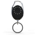 Black Bluetooth anti-lost tracker keychain with metal loop and selfie remote function