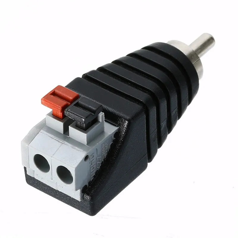 Mayitr 1pc plastic RCA male connector with two wire holes for press-fit audio cable termination