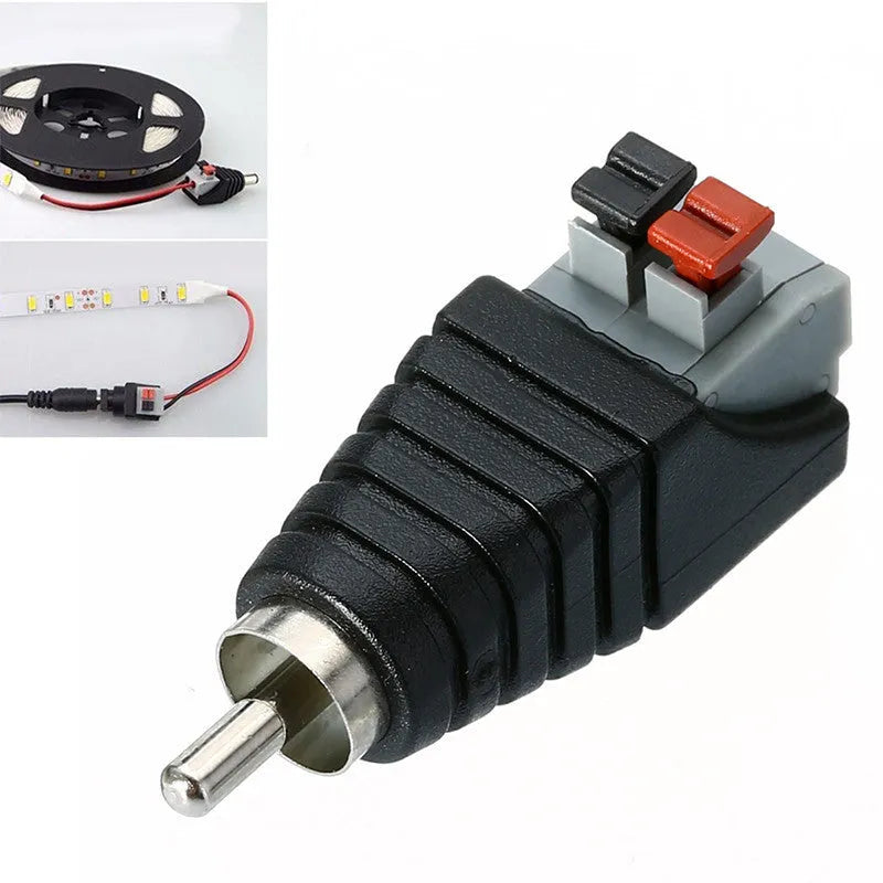 Mayitr 1pc plastic RCA male connector with two wire holes for press-fit audio cable termination