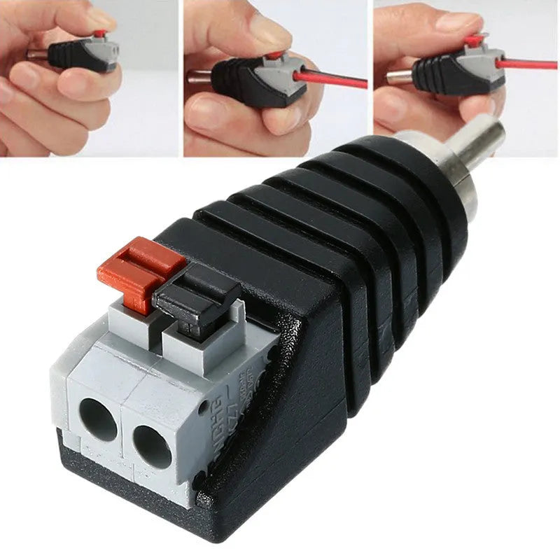Mayitr 1pc plastic RCA male connector with two wire holes for press-fit audio cable termination