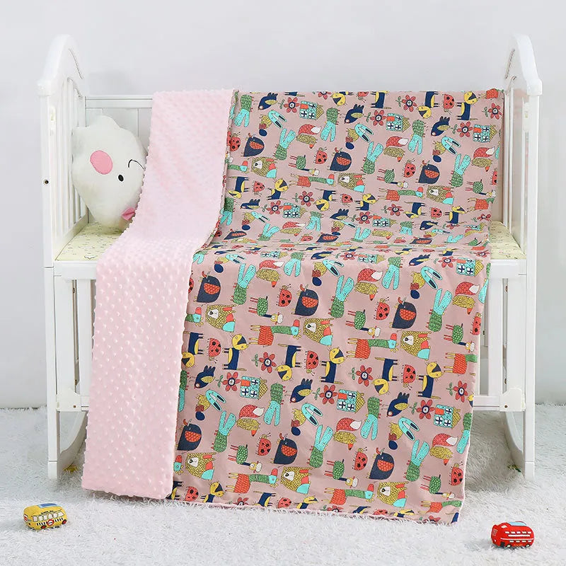 Pure cotton cartoon baby soother blanket with dinosaur pattern, 100x158cm