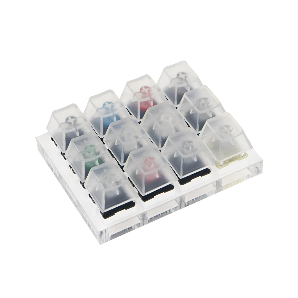 Original Cherry MX 12-axis mechanical keyboard switch tester kit with white keyboard.