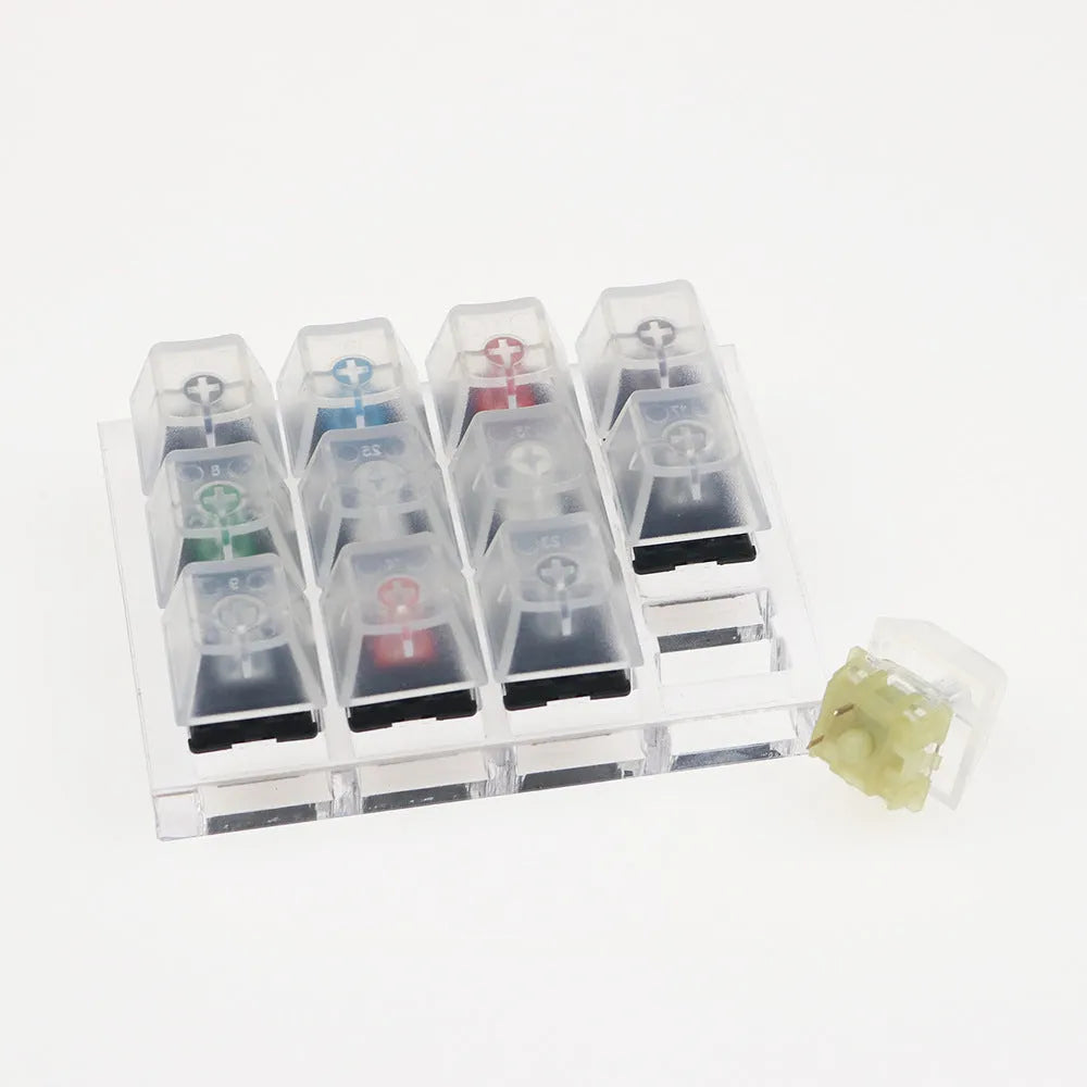 Original Cherry MX 12-axis mechanical keyboard switch tester kit with white keyboard.