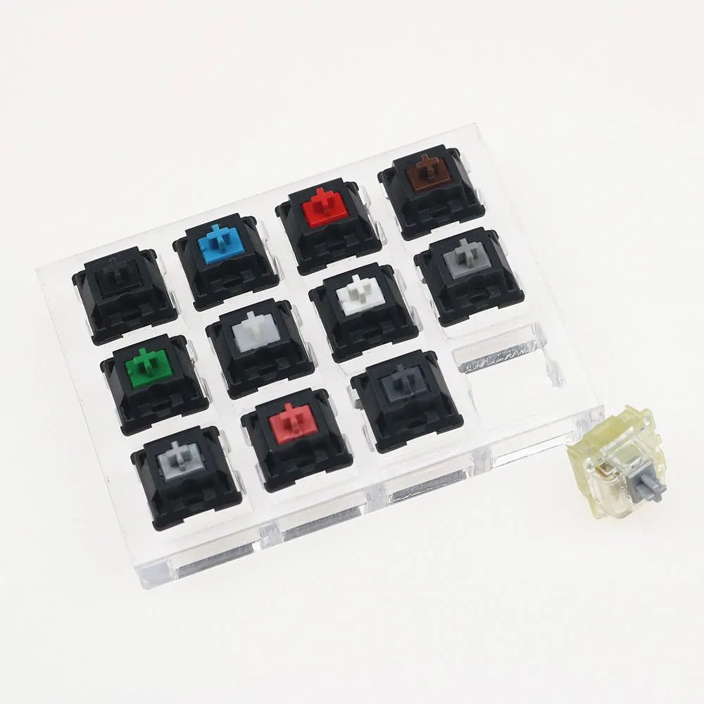 Original Cherry MX 12-axis mechanical keyboard switch tester kit with white keyboard.