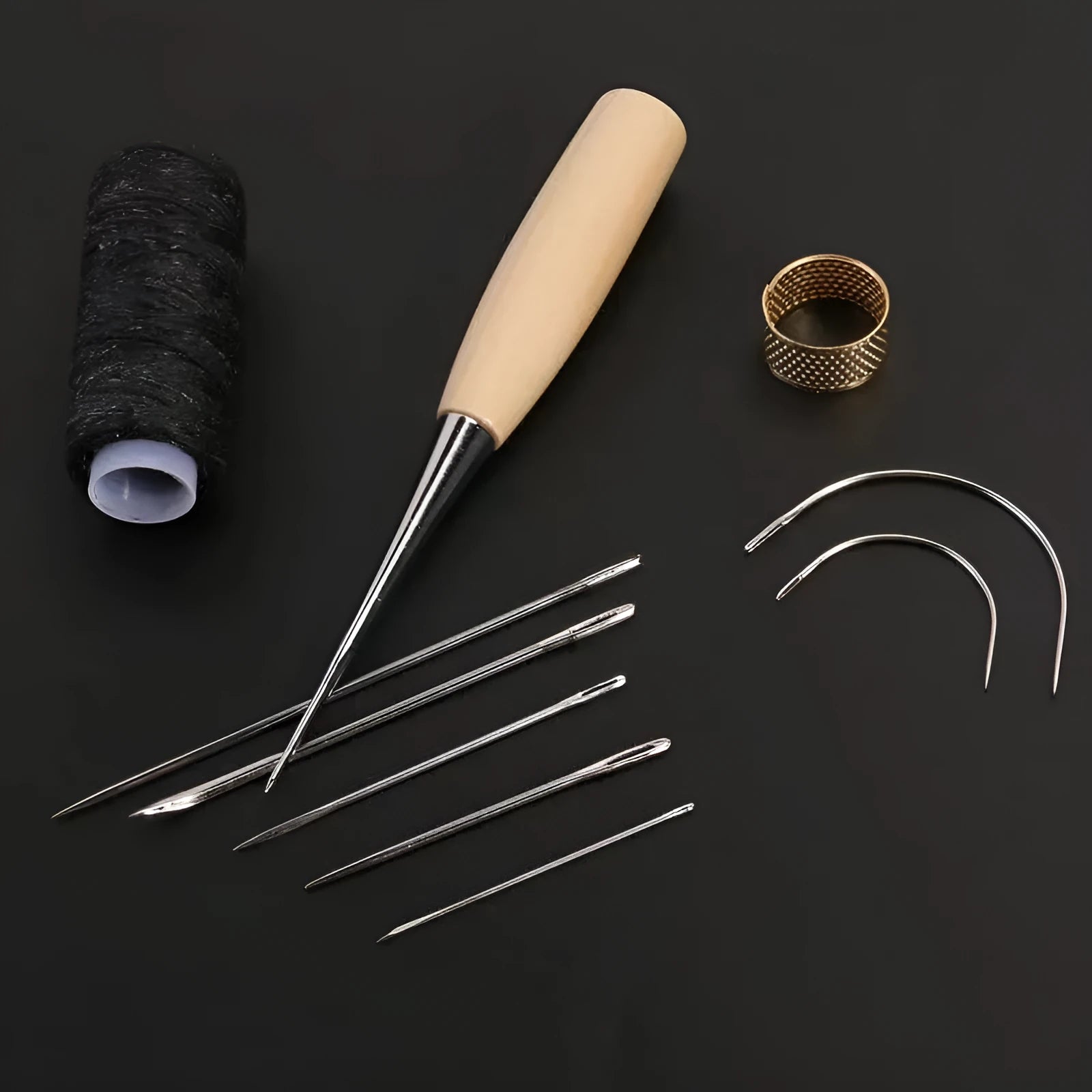 Four-piece leather tool set with alloy steel tools for DIY leathercraft