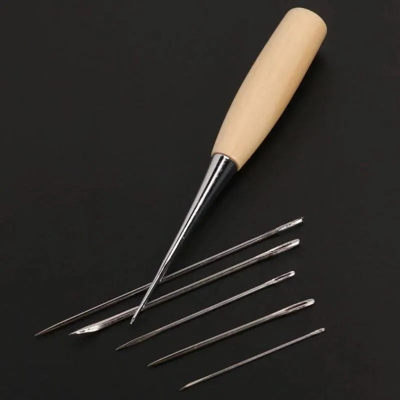 Four-piece leather tool set with alloy steel tools for DIY leathercraft