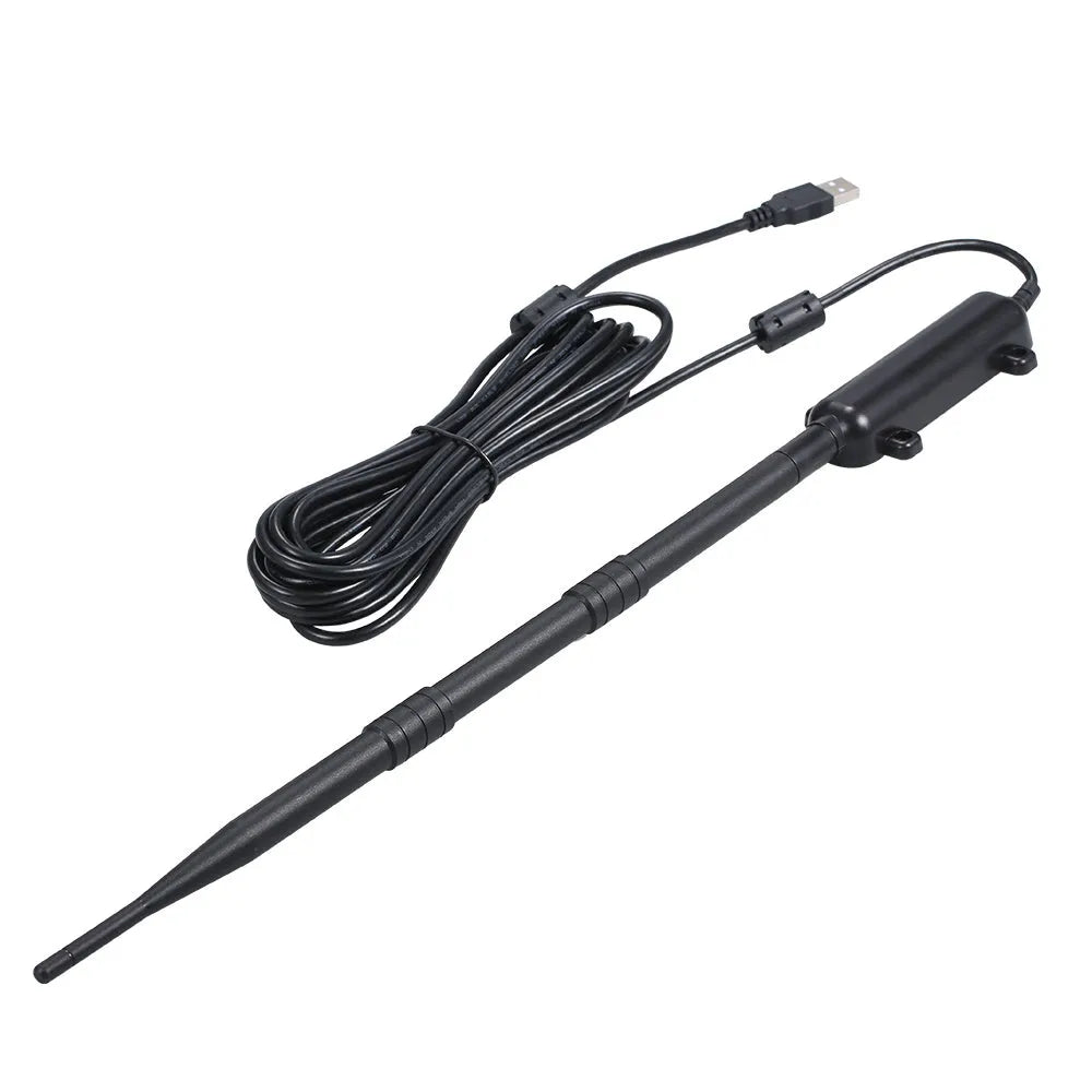Black outdoor USB WiFi receiver with smart MIMO antenna, 1000m range, waterproof