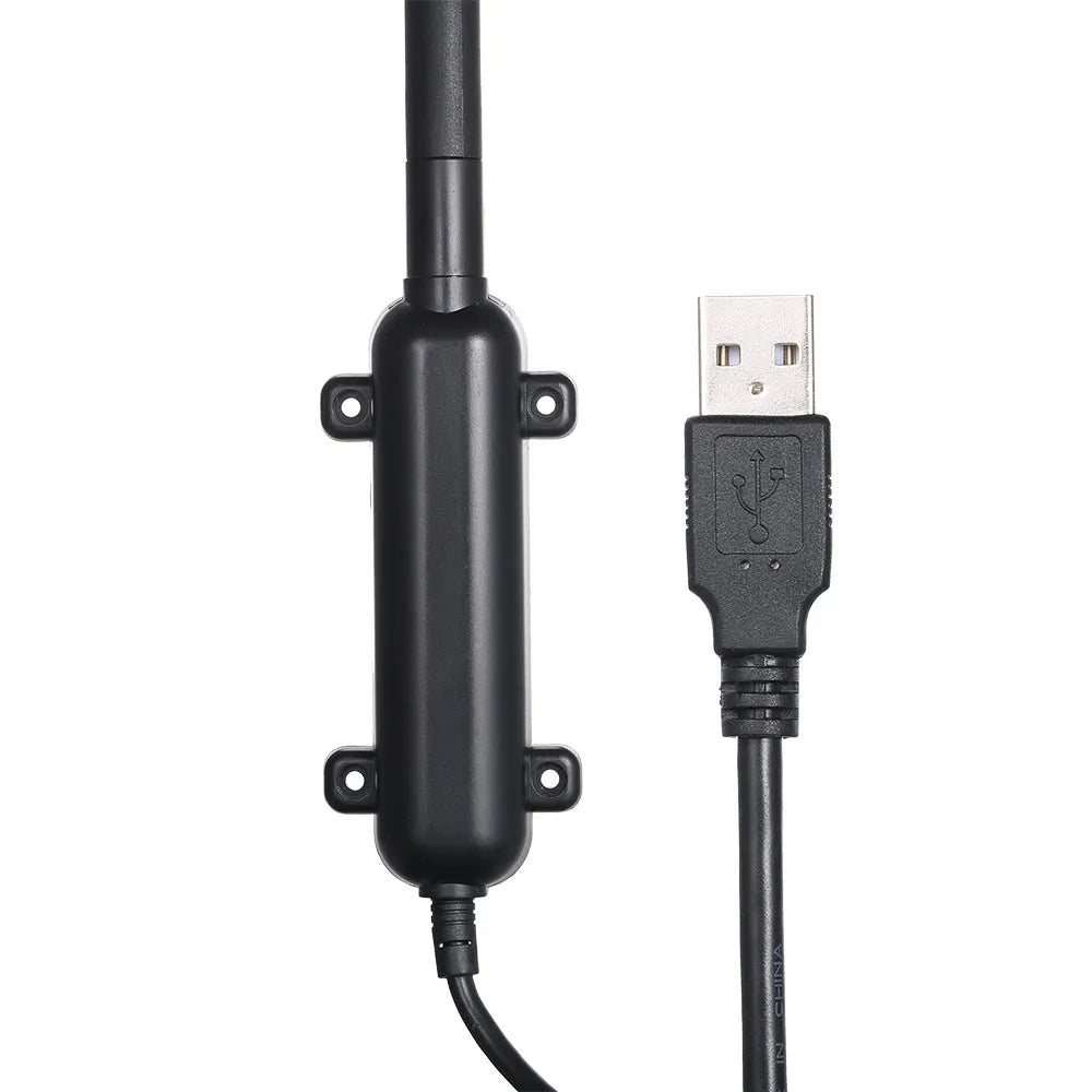 Black outdoor USB WiFi receiver with smart MIMO antenna, 1000m range, waterproof