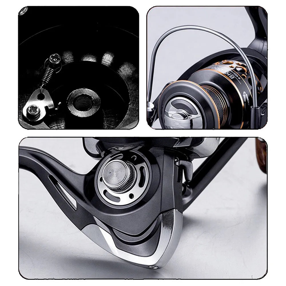 Full metal spinning reel with 13 bearings, 5.5:1 gear ratio and 100 metres of fishing line included