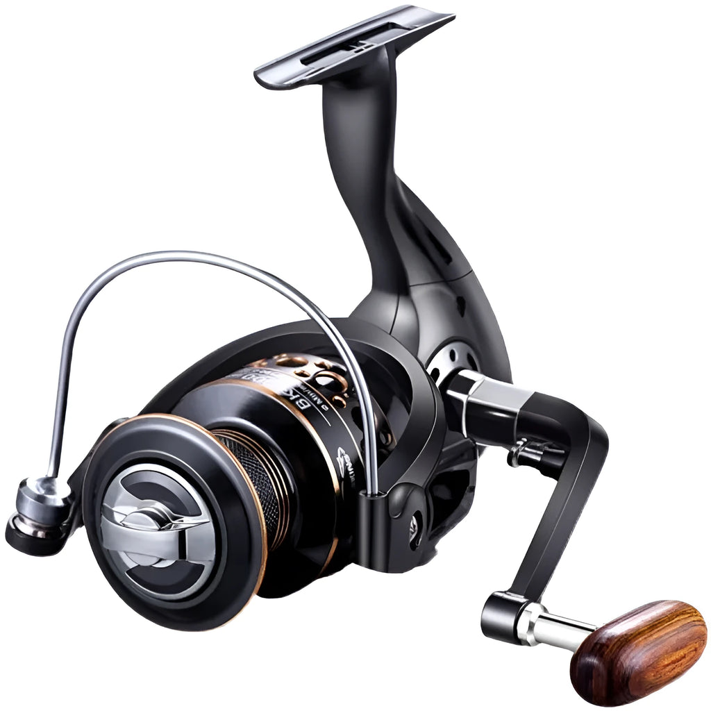 Full metal spinning reel with 13 bearings, 5.5:1 gear ratio and 100 metres of fishing line included