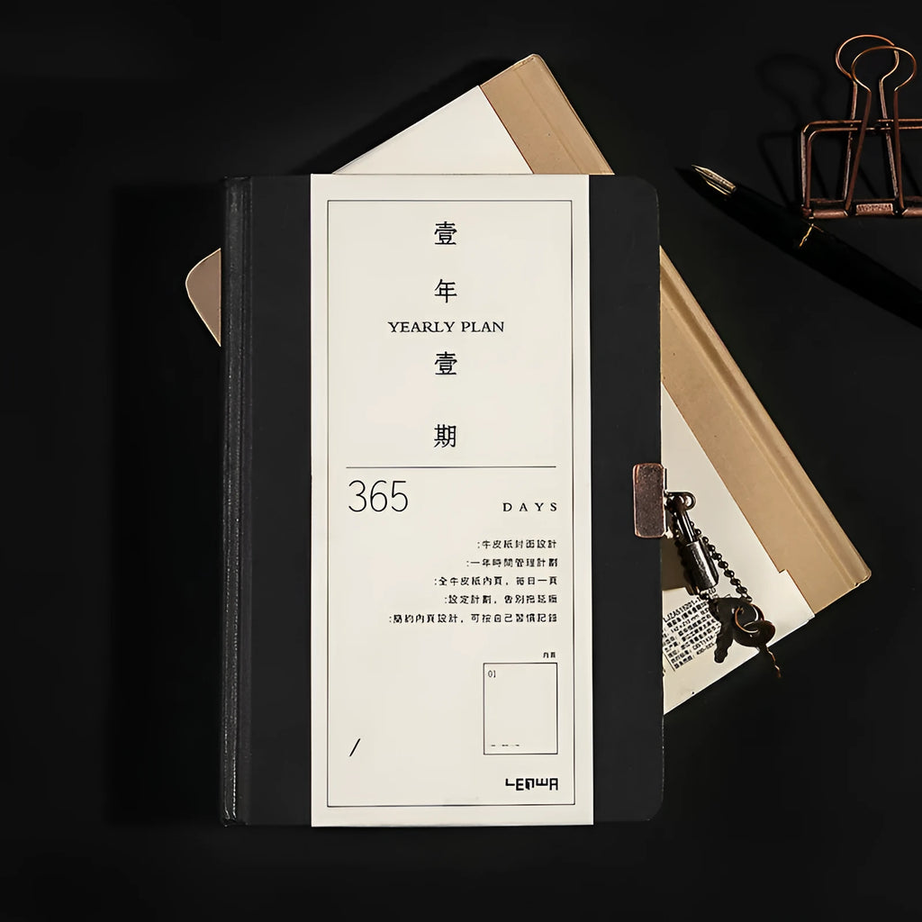 A5 hardcover locked diary notebook with Daolin paper pages in beige camel or ya black options