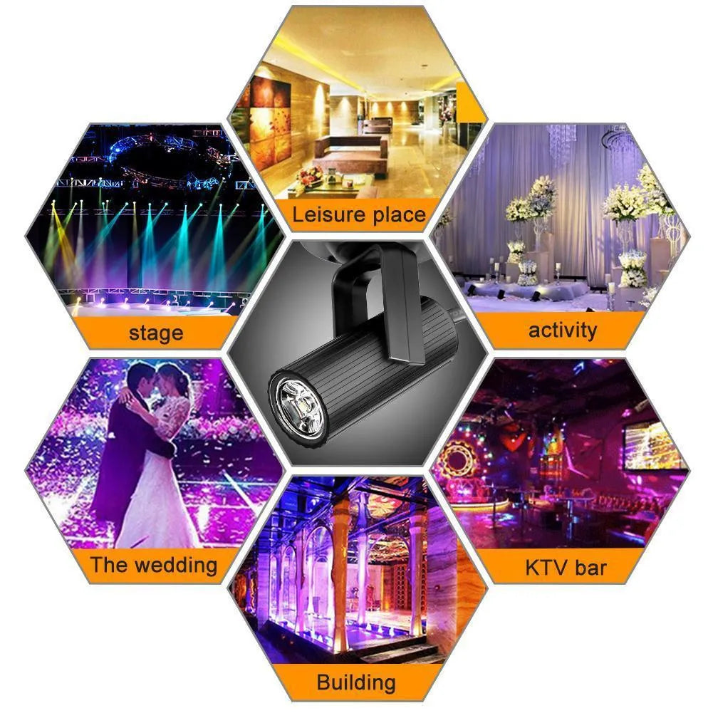 Black plastic 1W RGBW LED stage pinspot beam spotlight for professional lighting