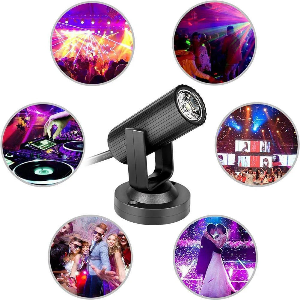 Black plastic 1W RGBW LED stage pinspot beam spotlight for professional lighting
