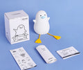 Little gull rechargeable night light in silicone, PC and ABS, 96x88x126mm, blue or yellow mouth, USB 1200mAh