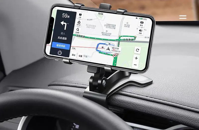 Universal car dashboard phone holder snap-in type with magnetic number plate in black