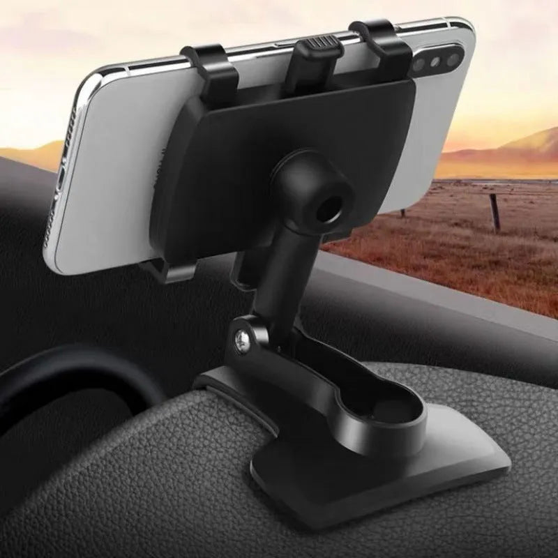 Universal car dashboard phone holder snap-in type with magnetic number plate in black