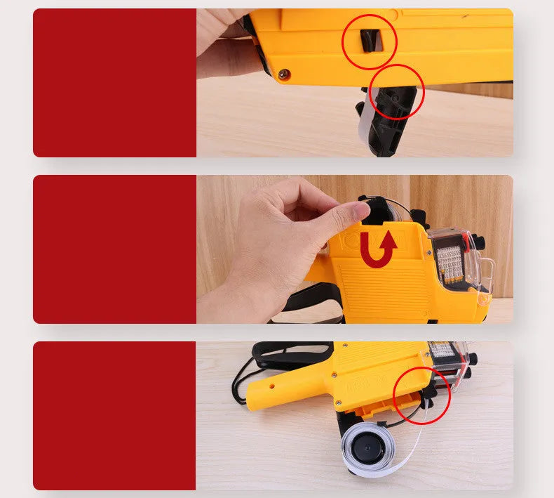 Manual price coding machine for supermarket bottle labelling with bidirectional printing