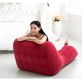 Flocking inflatable lazy sofa in PVC with backrest, red, 155x89x65cm, adult recliner