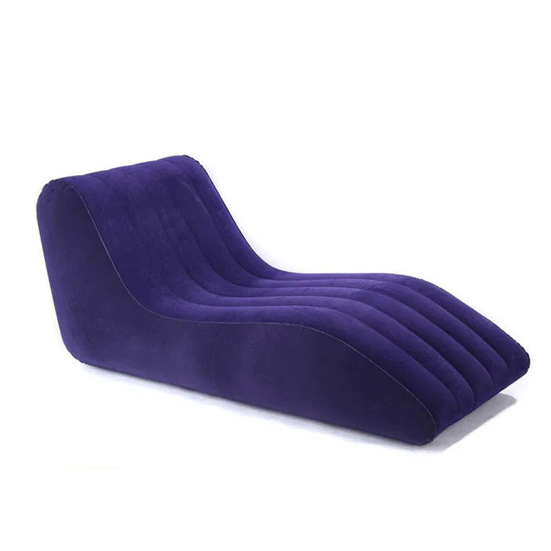 Flocking inflatable lazy sofa in PVC with backrest, red, 155x89x65cm, adult recliner