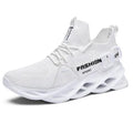 Unisex casual platform sneakers with flying woven upper and rubber sole in white, sizes 36-46