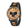 Bobo Bird wood watch quartz watch three eye multifunctional men's watch with natural wood case