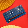 Wood and resin calligraphy dip pen with straight and inclined holder and six stainless steel nibs