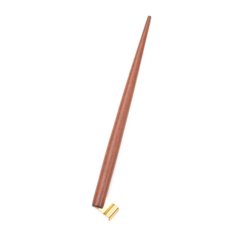 Wood and resin calligraphy dip pen with straight and inclined holder and six stainless steel nibs