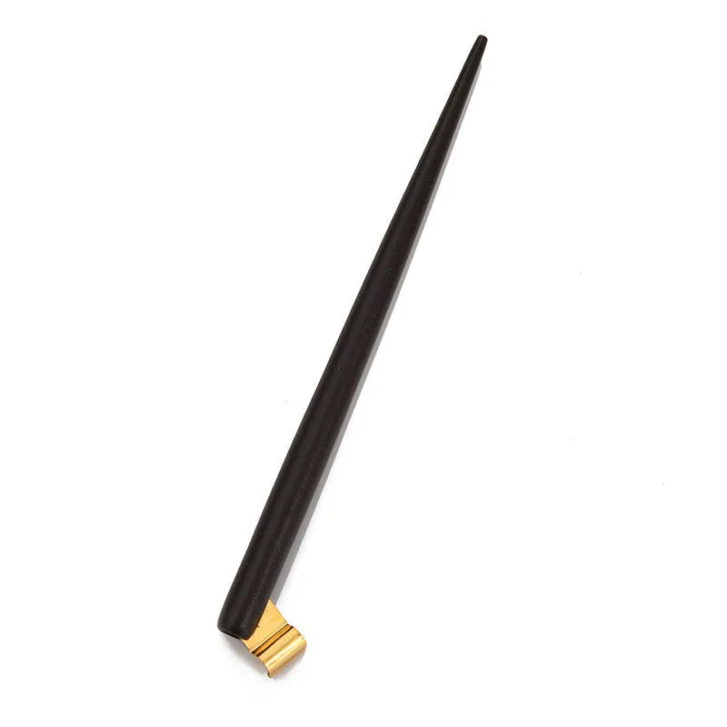 Wood and resin calligraphy dip pen with straight and inclined holder and six stainless steel nibs