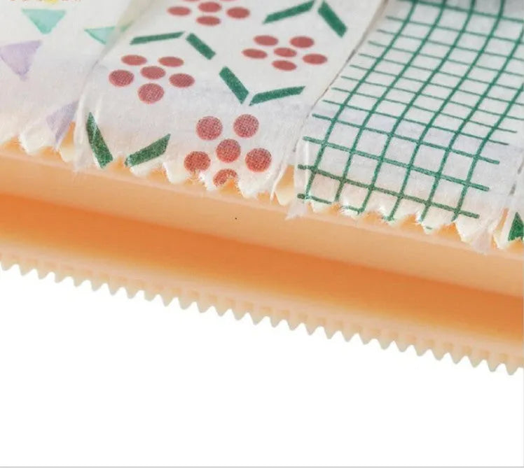 Fante plastic tape cutter storage box 10.3x9.1x7.1cm in beige, green, or yellow for desktop use