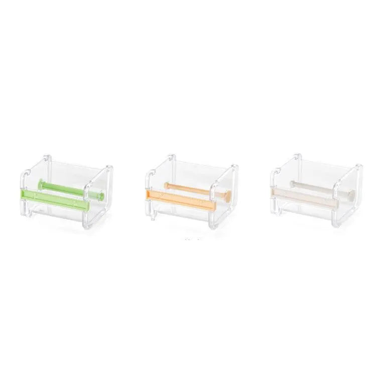 Fante plastic tape cutter storage box 10.3x9.1x7.1cm in beige, green, or yellow for desktop use