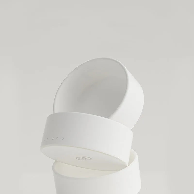 Ceramic double bowl set for cats and small dogs in gray-green, raised design protects cervical vertebrae