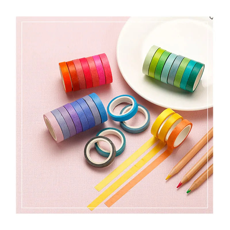 60 rolls of 8mm wide rainbow washi tape, 4m per roll, for gift packaging and craft decoration