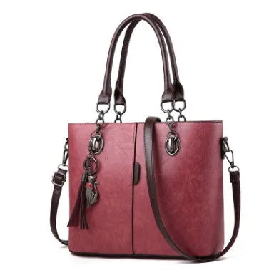 Large black PU leather women's shoulder bag with zipper top, handle drop 20cm, plain casual style.