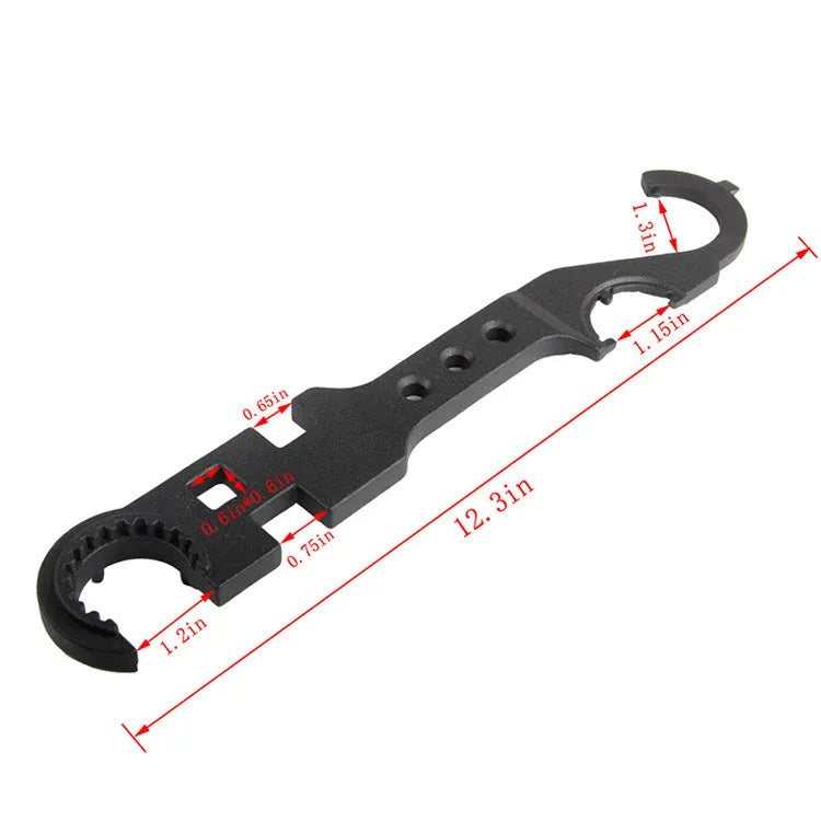 Black all-steel combination wrench for AR15 and M4 firearm maintenance.