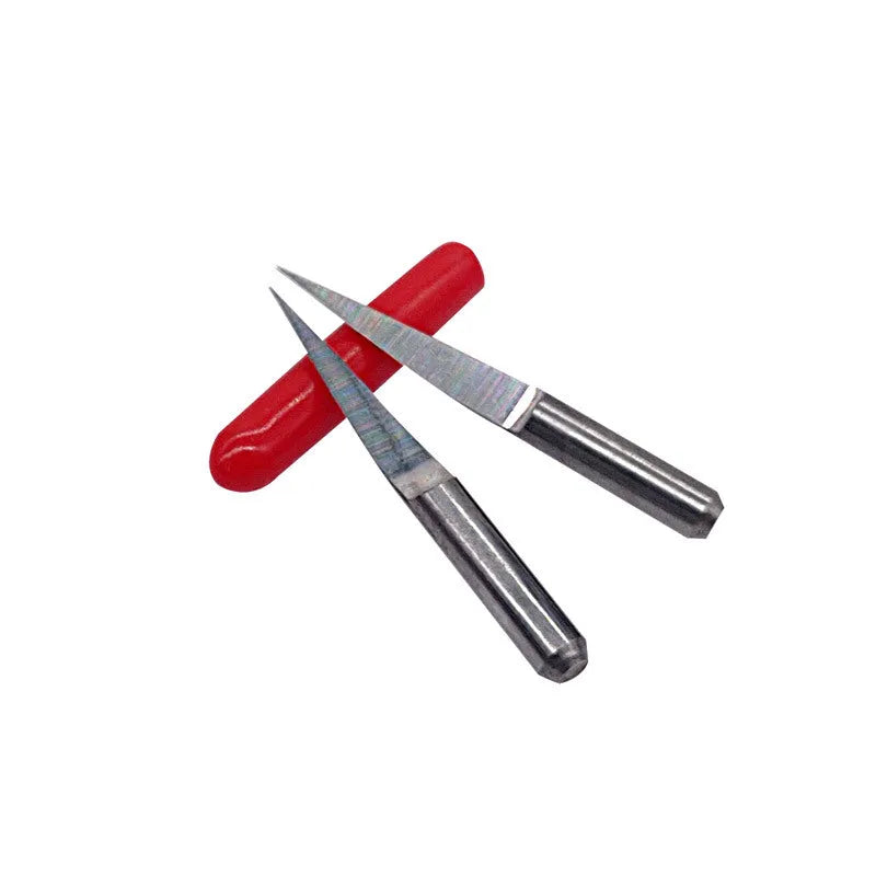 Set of 10 tungsten steel milling cutters for acrylic engraving in packaging.