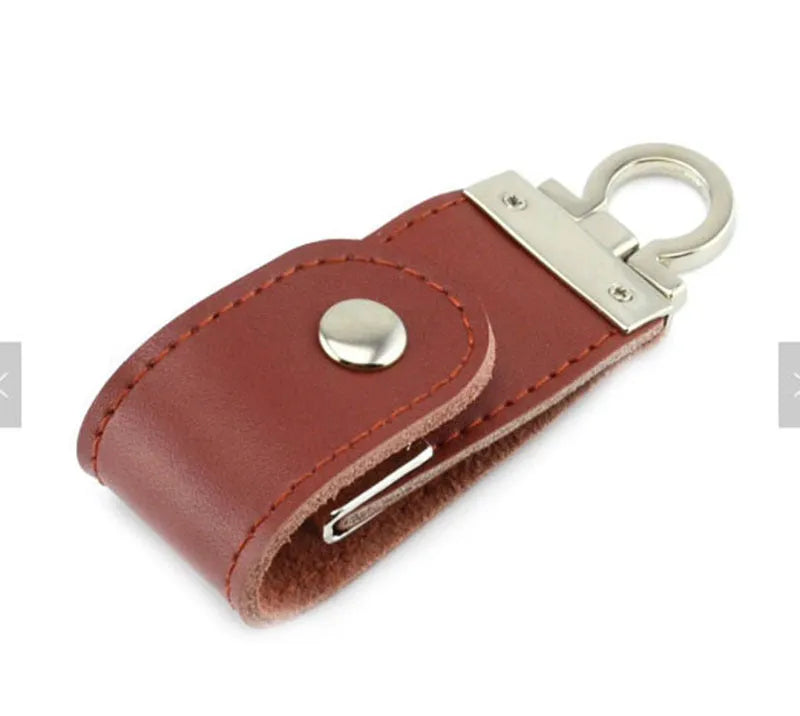 Metallic leather USB flash drive 30x10mm in Black or Brown, USB 2.0, capacities 512MB to 128GB
